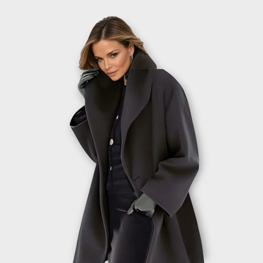 Modinzi black / 6 (XS) Seren Fold – Draped Collar Overcoat