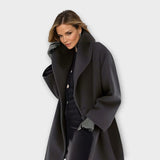 Modinzi black / 6 (XS) Seren Fold – Draped Collar Overcoat
