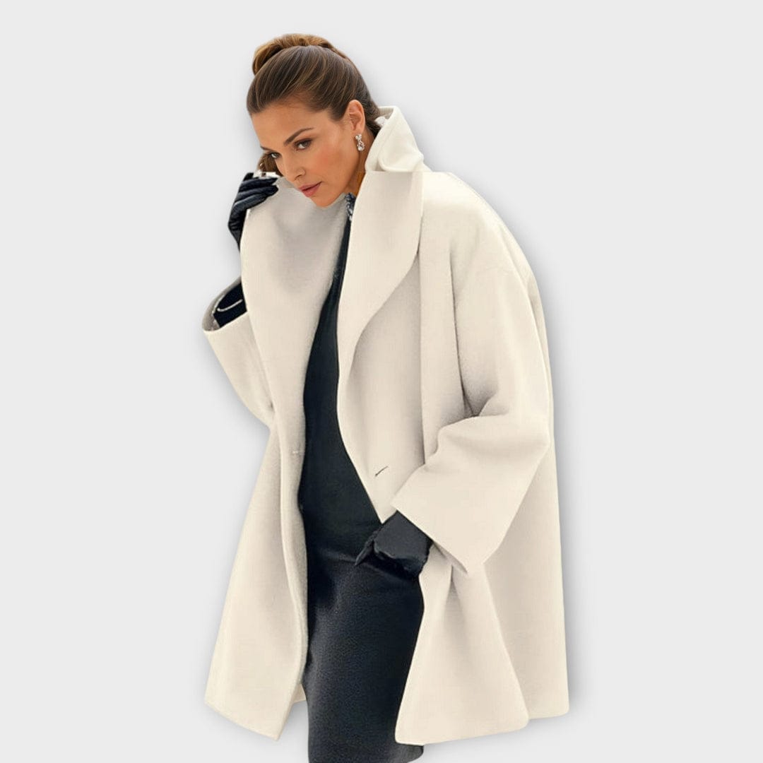 Modinzi Ivory Pearl / 6 (XS) Seren Fold – Draped Collar Overcoat