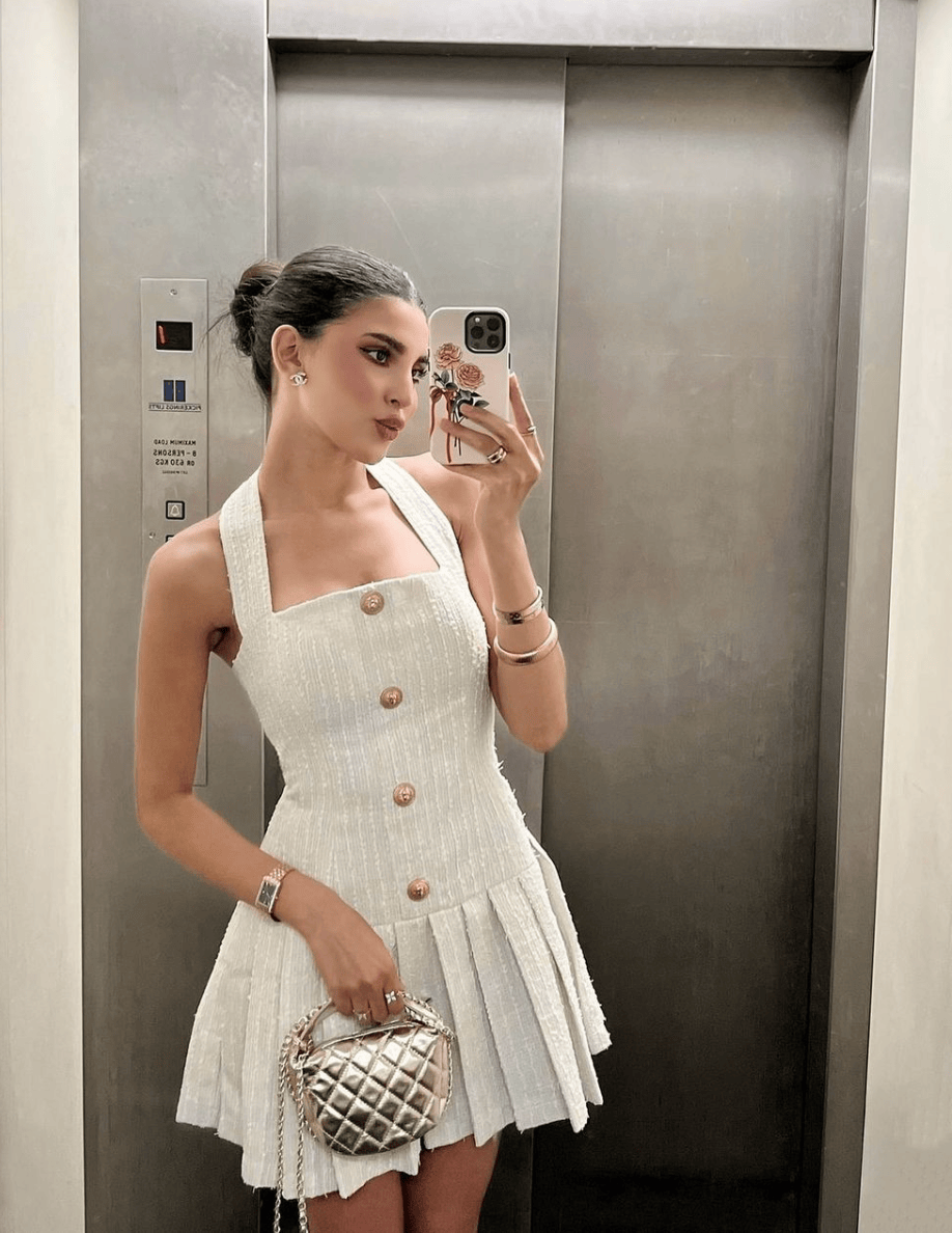 Modinzi Sloane Belle – Gold Button Halter Mini