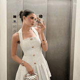 Modinzi Sloane Belle – Gold Button Halter Mini