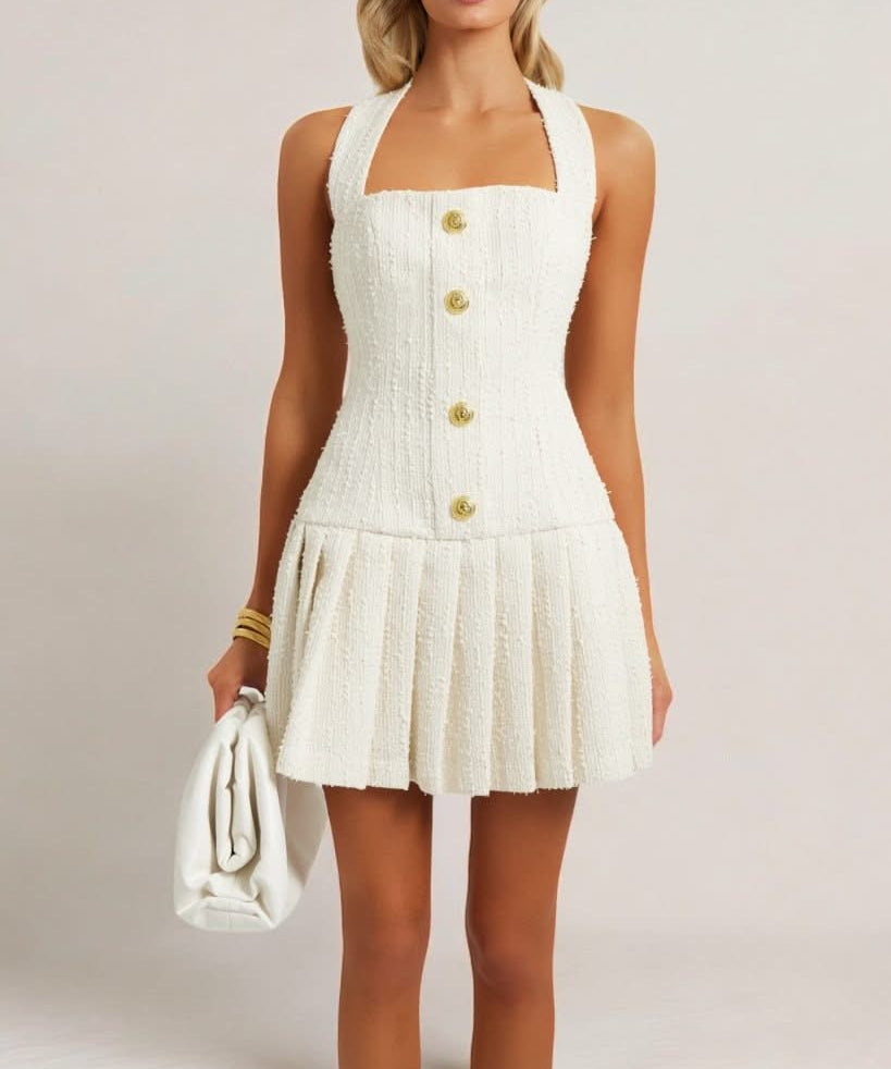 Modinzi Sloane Belle – Gold Button Halter Mini