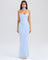 Modinzi Maxi dress Blue / 6 (XS) Strapless Draped Mesh Maxi Dress – Bodycon Fit with Scarf Detail
