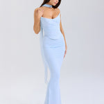 Modinzi Maxi dress Strapless Draped Mesh Maxi Dress – Bodycon Fit with Scarf Detail