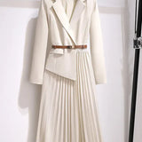 Modinzi Beige / 6 Studio Fusion – Blazer Pleated Dress