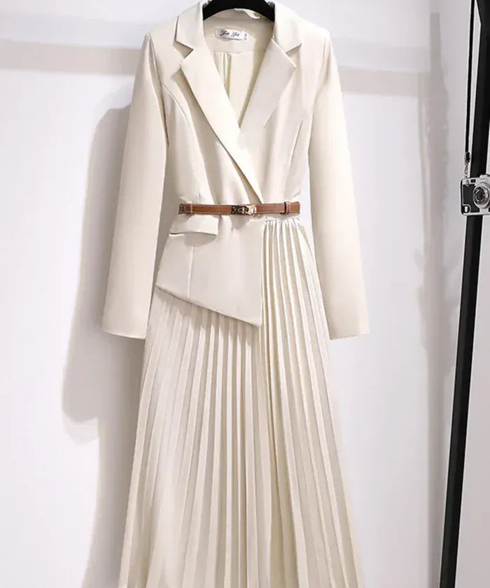 Modinzi Beige / 6 Studio Fusion – Blazer Pleated Dress