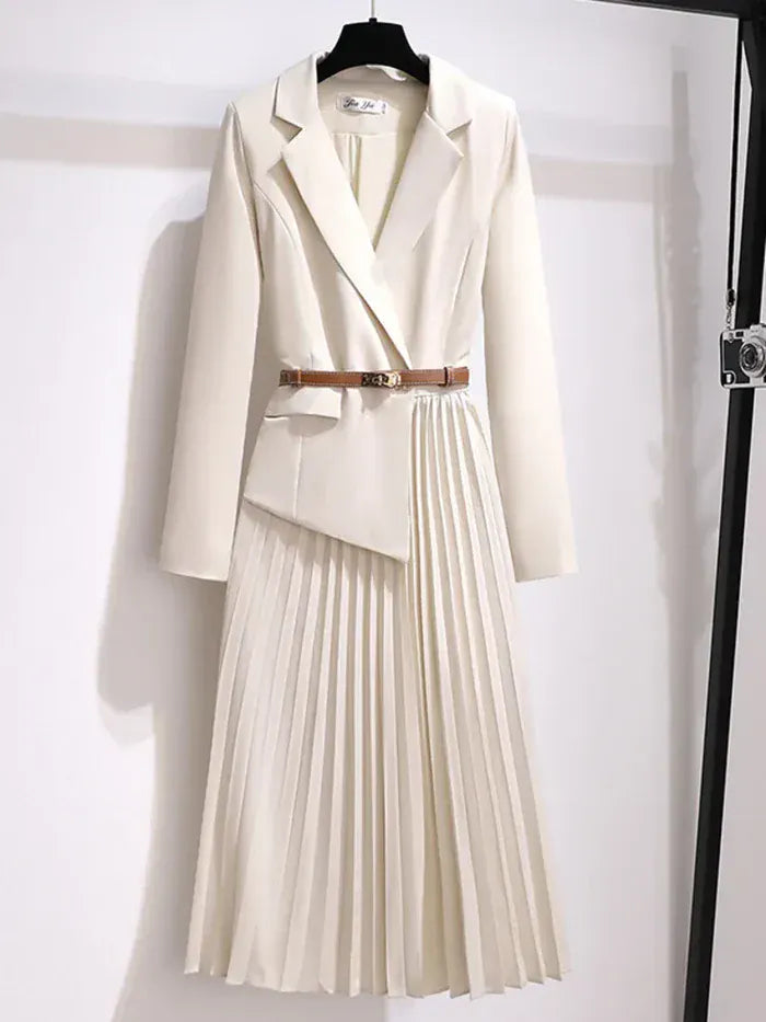 Modinzi Beige / 6 Studio Fusion – Blazer Pleated Dress