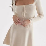 Modinzi Beige / 6 (XS) Vivienne Flare – Long Sleeve Dress