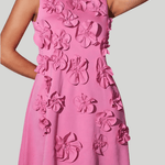 Modinzi Mini Dress Pink / 8 (S) Women’s 3D Floral Sleeveless Mini Dress – High Neck A-Line Party Dress