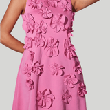 Modinzi Mini Dress Pink / 8 (S) Women’s 3D Floral Sleeveless Mini Dress – High Neck A-Line Party Dress