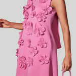 Modinzi Mini Dress Women’s 3D Floral Sleeveless Mini Dress – High Neck A-Line Party Dress