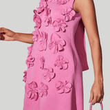 Modinzi Mini Dress Women’s 3D Floral Sleeveless Mini Dress – High Neck A-Line Party Dress