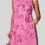 Modinzi Mini Dress Women’s 3D Floral Sleeveless Mini Dress – High Neck A-Line Party Dress