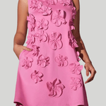 Modinzi Mini Dress Women’s 3D Floral Sleeveless Mini Dress – High Neck A-Line Party Dress