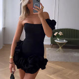 Modinzi Mini Dress Women’s Asymmetric Ruffle Mini Dress – One-Shoulder Elegant Party Dress