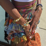 Modinzi skirt Women’s Boho Multicolor Ruffle Mini Skirt – Festival, Beach, Summer Casual