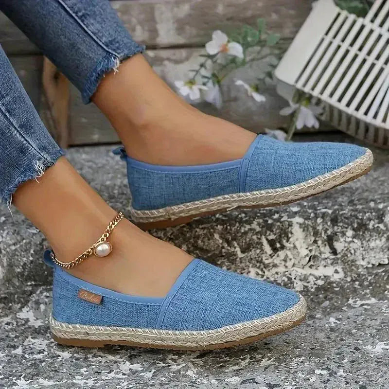Modinzi Espadrilles Blue / 4 Women’s Canvas Espadrilles – Lightweight Flat Slip-On Summer Shoes