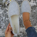 Modinzi Espadrilles Grey / 4 Women’s Canvas Espadrilles – Lightweight Flat Slip-On Summer Shoes