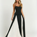 Modinzi Maxi dress White / 8 (S) Women’s Contrast Panel Maxi Dress – Elegant Two-Tone A-Line Gown