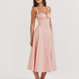 Modinzi Midi dress Women’s Corset Bustier Midi Dress – Sweetheart Neckline with Adjustable Straps