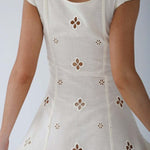 Modinzi Midi dress Women’s Cream Cutout Midi Dress – Button Front Floral Eyelet Detail