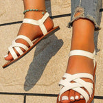 Modinzi Sandals Women’s Crisscross Flat Sandals – Ankle Strap Slides