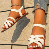 Modinzi Sandals Women’s Crisscross Flat Sandals – Ankle Strap Slides