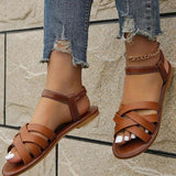 Modinzi Sandals Women’s Crisscross Flat Sandals – Ankle Strap Slides