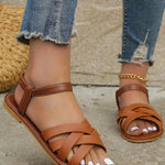 Modinzi Sandals Women’s Crisscross Flat Sandals – Ankle Strap Slides