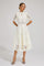 Modinzi Midi dress White / 8 (S) Women’s Elegant Lace Midi Dress – High Neck, Short Sleeve A-Line Cocktail Dress