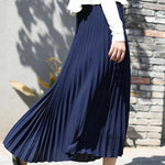 Modinzi skirt Navy / 8 (S) Women’s Elegant Pleated Midi Skirt – High Waist A-Line Flowing Skirt