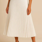 Modinzi skirt white / 8 (S) Women’s Elegant Pleated Midi Skirt – High Waist A-Line Flowing Skirt