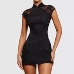 Modinzi Mini Dress Women’s Embroidered Lace Cheongsam Mini Dress – Elegant Evening Bodycon