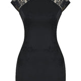 Modinzi Mini Dress Women’s Embroidered Lace Cheongsam Mini Dress – Elegant Evening Bodycon