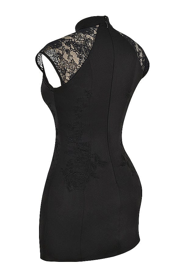 Modinzi Mini Dress Women’s Embroidered Lace Cheongsam Mini Dress – Elegant Evening Bodycon