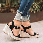 Modinzi Sandals black / 3 Women’s Espadrille Wedge Sandals – Ankle Strap Platform Open Toe