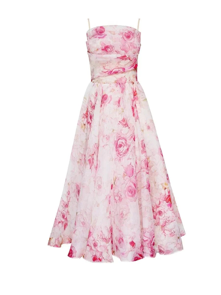 Modinzi Midi dress Pink / 8 (S) Women’s Fit & Flare Floral Midi Dress – Sleeveless A-Line Sundress