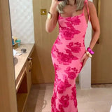 Modinzi Maxi dress Women’s Floral Lace Appliqué Maxi Dress – Spaghetti Strap Evening Gown