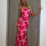 Modinzi Maxi dress Women’s Floral Lace Appliqué Maxi Dress – Spaghetti Strap Evening Gown