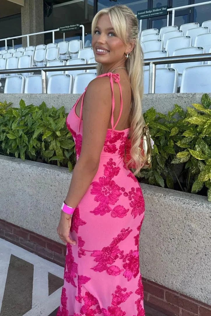 Modinzi Maxi dress Women’s Floral Lace Appliqué Maxi Dress – Spaghetti Strap Evening Gown