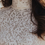 Modinzi tops Women’s Floral Lace High-Neck Blouse – Long Sleeve Sheer Top