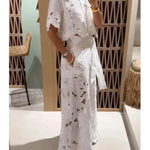 Modinzi Sets Women’s Floral Lace Two-Piece Set – Cut-Out Shirt & Palazzo Pants