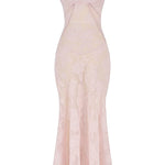 Modinzi Maxi dress Women’s Floral Lace-Up Maxi Dress – Sheer Textured Embroidered Gown