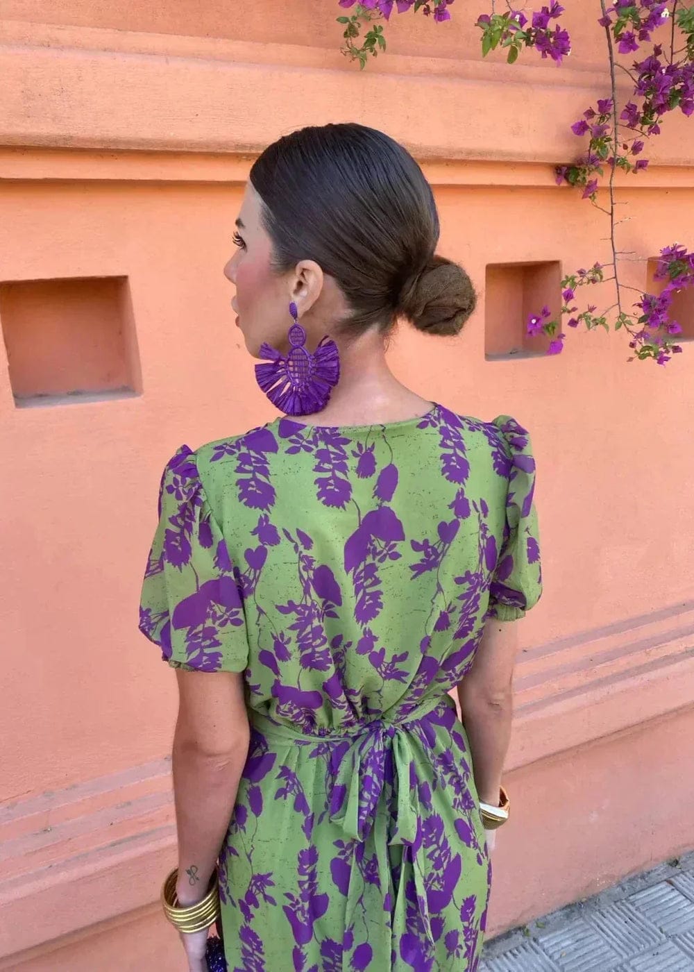 Modinzi Maxi dress Women’s Floral Midi Dress – V-Neck Wrap Style with Puff Sleeves