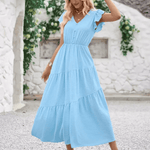 Modinzi Midi dress Women’s Flutter Sleeve Tiered Midi Dress – Lightweight Summer Casual Dress