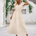 Modinzi Midi dress Women’s Flutter Sleeve Tiered Midi Dress – Lightweight Summer Casual Dress