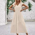 Modinzi Midi dress Women’s Flutter Sleeve Tiered Midi Dress – Lightweight Summer Casual Dress