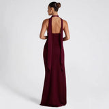Modinzi Maxi dress Women’s Halter Neck Evening Gown – High Slit Backless Maxi Dress
