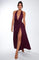 Modinzi Maxi dress Burgundy / 8 (S) Women’s Halter Ruched Maxi Dress – Elegant Open Back Evening Gown with High Slit