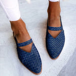 Modinzi flat shoes Blue / 4 Women’s Handwoven Slingback Flats – Casual Leather-Look Comfort Shoes